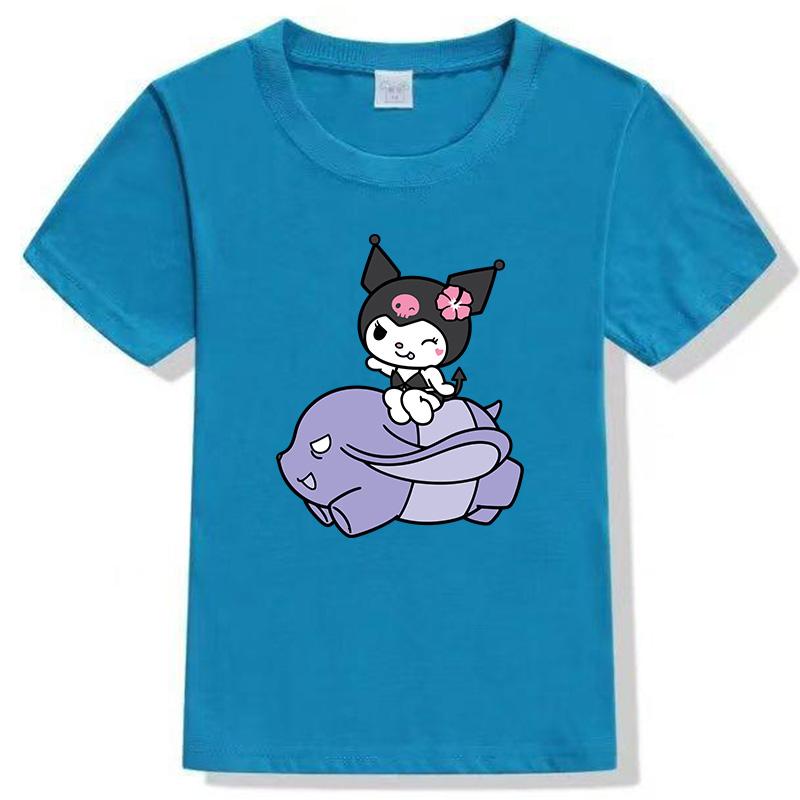 Sanrio Family CUTE Kurumi Cute Printed Childrens TShirt Roundneck Pure Cotton Family Clothing for Parents and Children