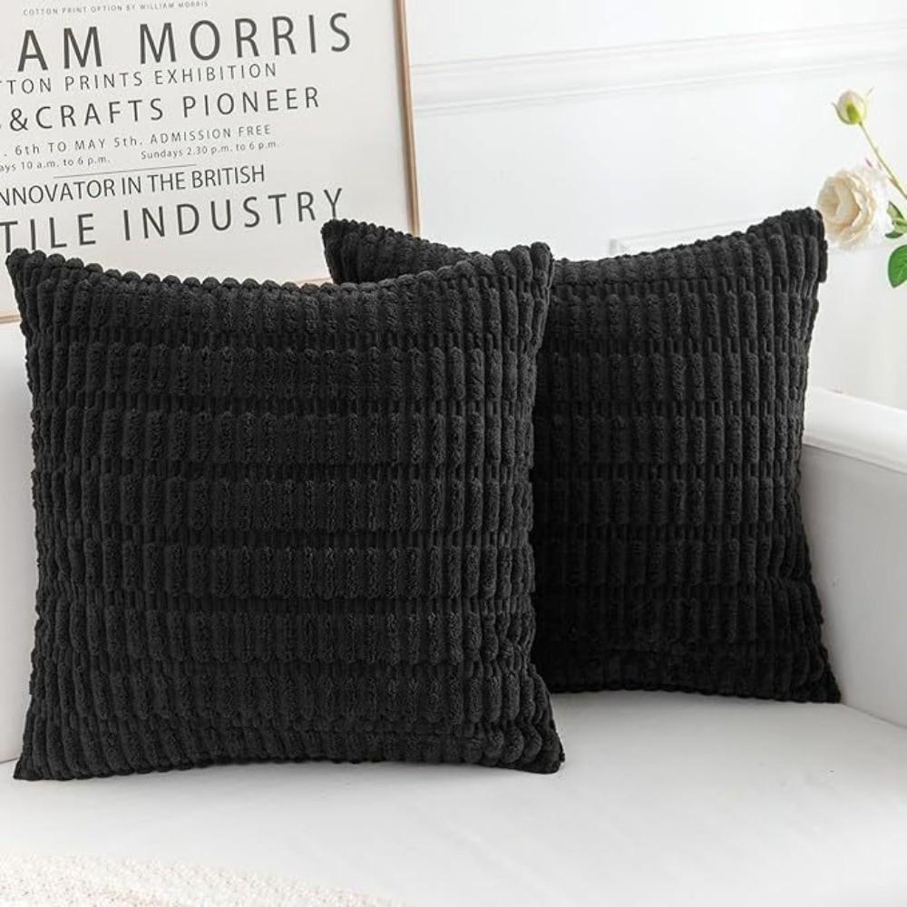 2 pieces/set Velvet Texture Corduroy Pillowcase Soft Ribbed Velvet Cover Throw Pillow Living Room