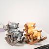 Resins Rocking Chair Cats Dog Figurine Cartoon Animal Miniature Statue for Home Office Tabletop and Shelves Decoration