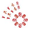 Christmas Short Square False Acrylic Nails with Elk Snowflake Designs and Winter Artificial Nail Art for Women and Girls