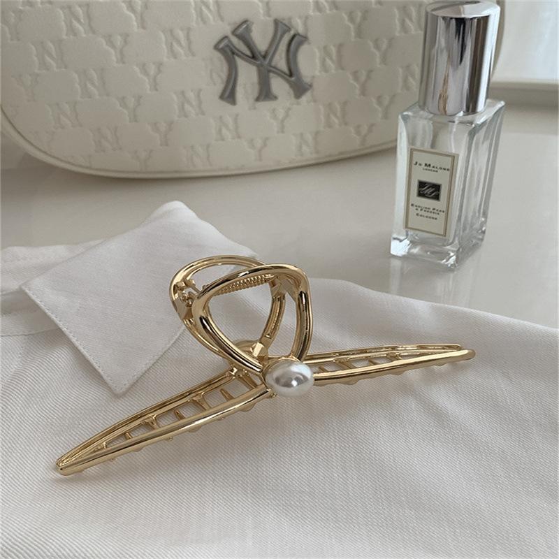 Large Pearl Metal Grab Clip Ins Wind Hairpin Back Head Disc Hair Headdress Hair Volume Shark Clip