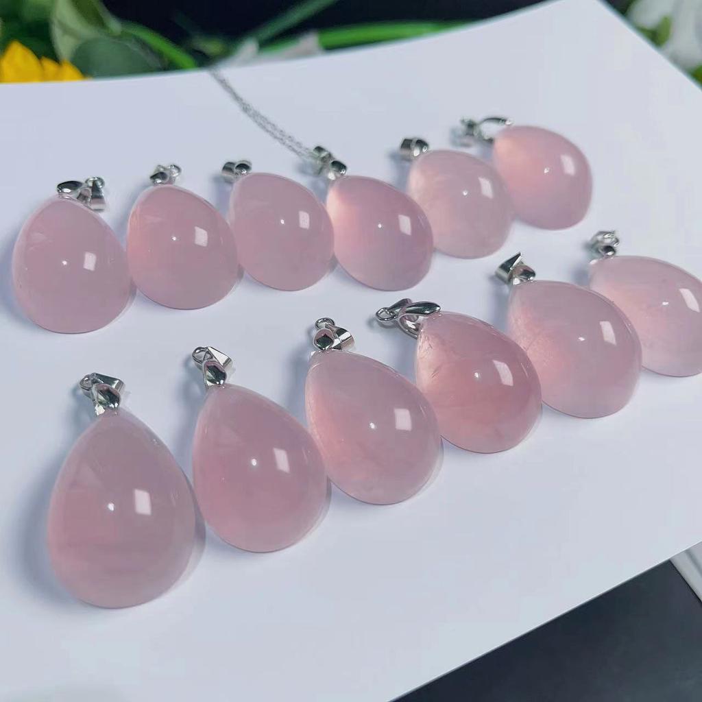 Natural  High Quality Crystal Pendant Rose Quartz Waterdrop Shape Pendant  for Gift   _XCG
