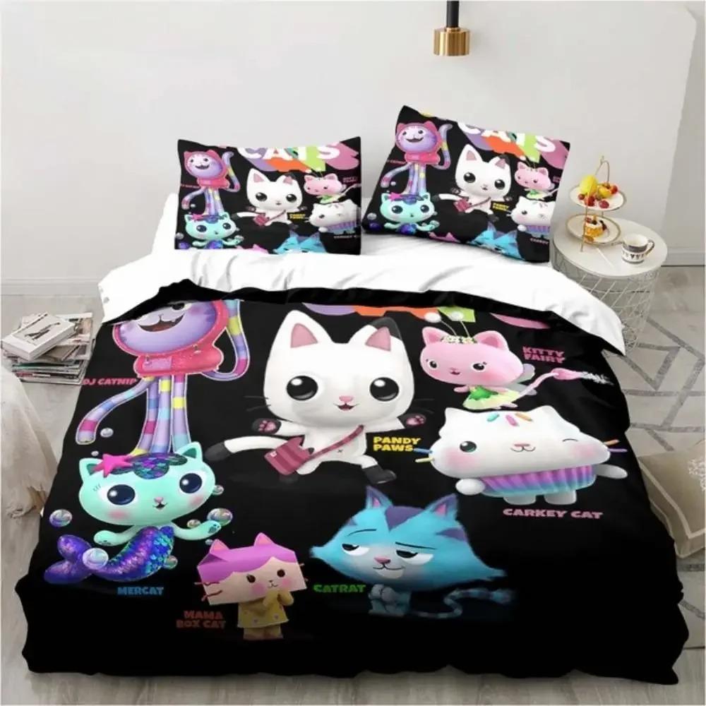 Gabby's Dollhouse Bedding Set Cartoon Pillowcases Quilt Cover For Girl Kids Gift Sing Twin Full Queen Cute Kawaii 3D Duvet Cover