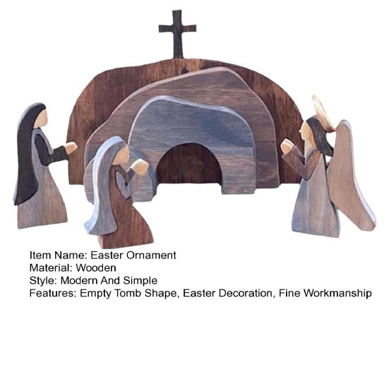 Wooden Empty Tomb Easter Decorations Jesus Resurrection Scene Table Sign Home Office Tabletop Religious