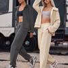 Spring And Autumn Women's Clothing Solid Color Long-sleeved Hoodie Coat Girdle Pant Casual Suit Women Sports Two-piece Set
