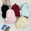 Schoolbag Pink Simple Backpack Female Student Schoolbag Large Capacity Japanese Ins Wind Backpack Cute Plush Pendant Versatile
