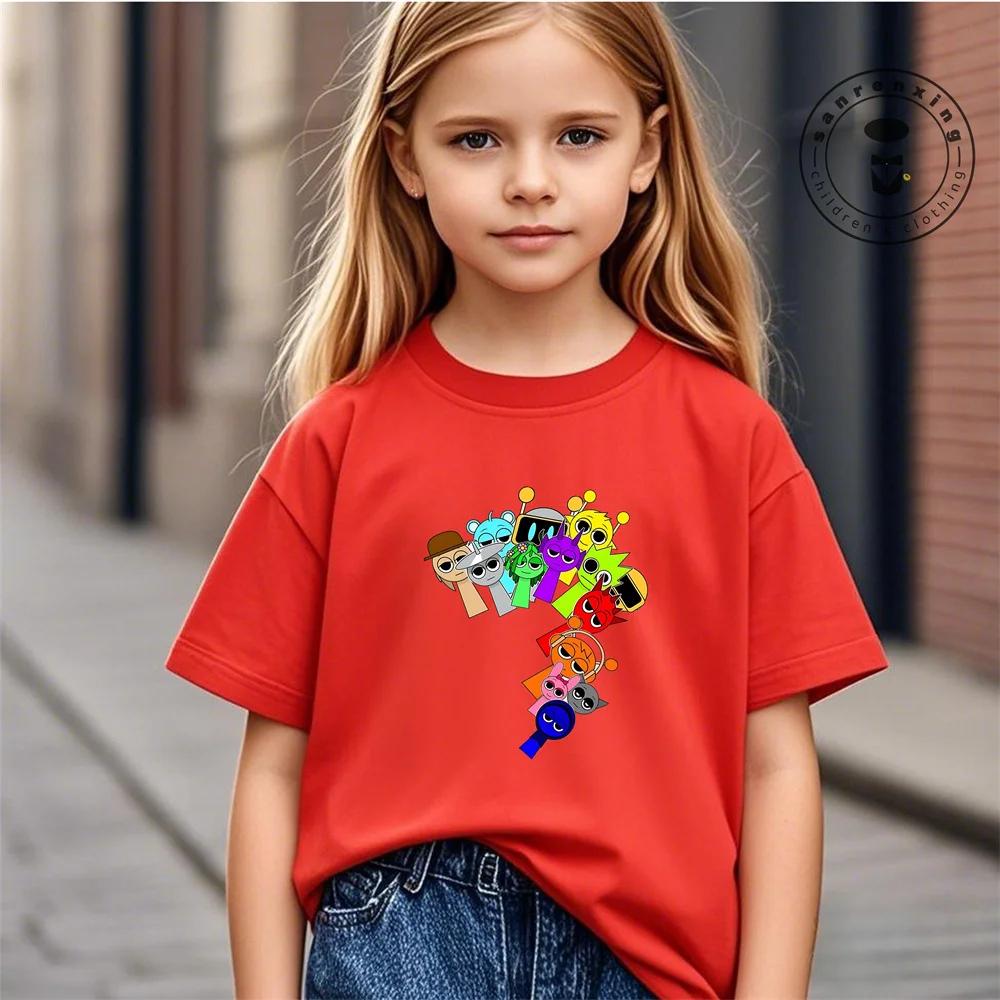 

Summer Cute Sprunki Cartoon Print T Shirt Kids Leisure Cotton T-shirt Baby Girls Tshirt Toddler Boys Short Sleeve Tops 160