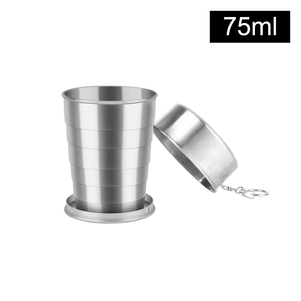 

Складная чашка из нержавеющей стали, портативная чашка для питьевой воды, выдвижная телескопическая складная чашка для путешествий на открытом воздухе с брелком