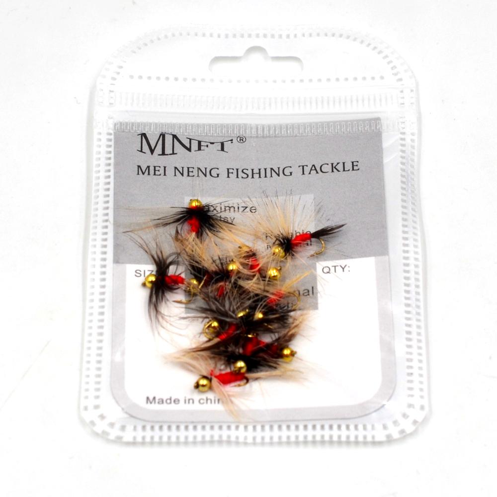 MNFT 10PCS 14# Gold Beadhead Long beard Nymph Red Body Fishing Fly Artificial Bait
