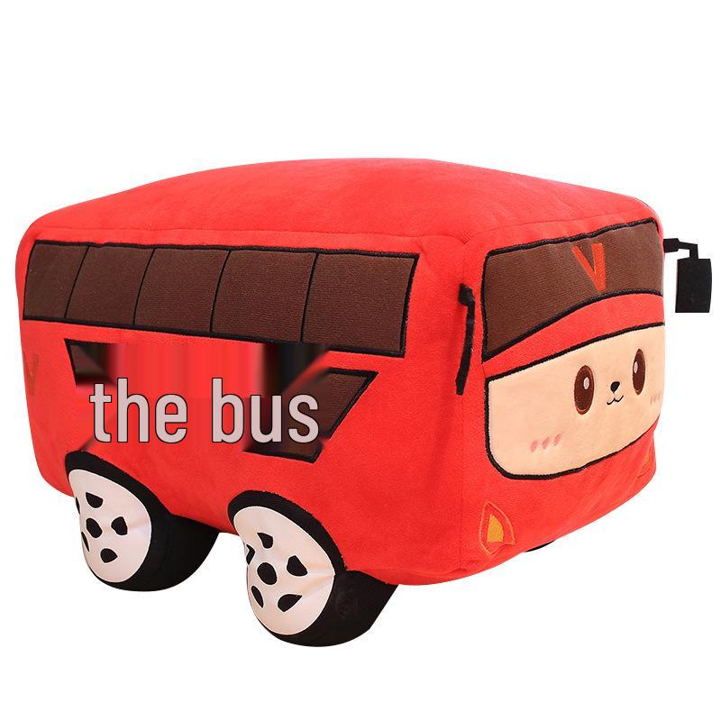 Cartoon Plush Bus Toy Pillow for Kids