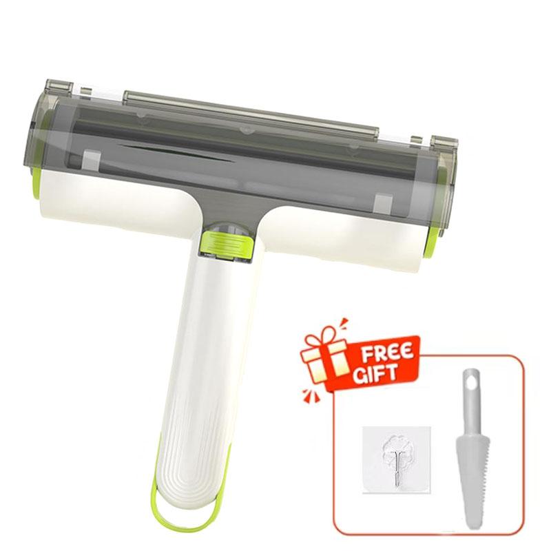 

Multifunctional Lint Rollers Efficient Pet Hair Removal Brush with Scraper for Couch Sofa Carpets Clothing Portable Fur Cleaning зелёный