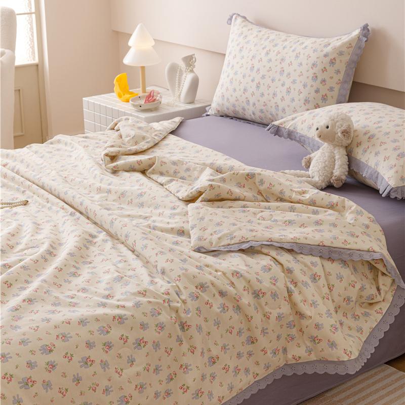 Summer Quilt French Style Comforter Quilt Flora Lace Household Machine Washable Suitable Cool And Refreshing  Blanket