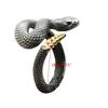 Snake Ring with Tail Copper Rattlesnake Shaped Finger Ring Jewelry Handmade Adjustable Serpent Ring Gift for Men Women