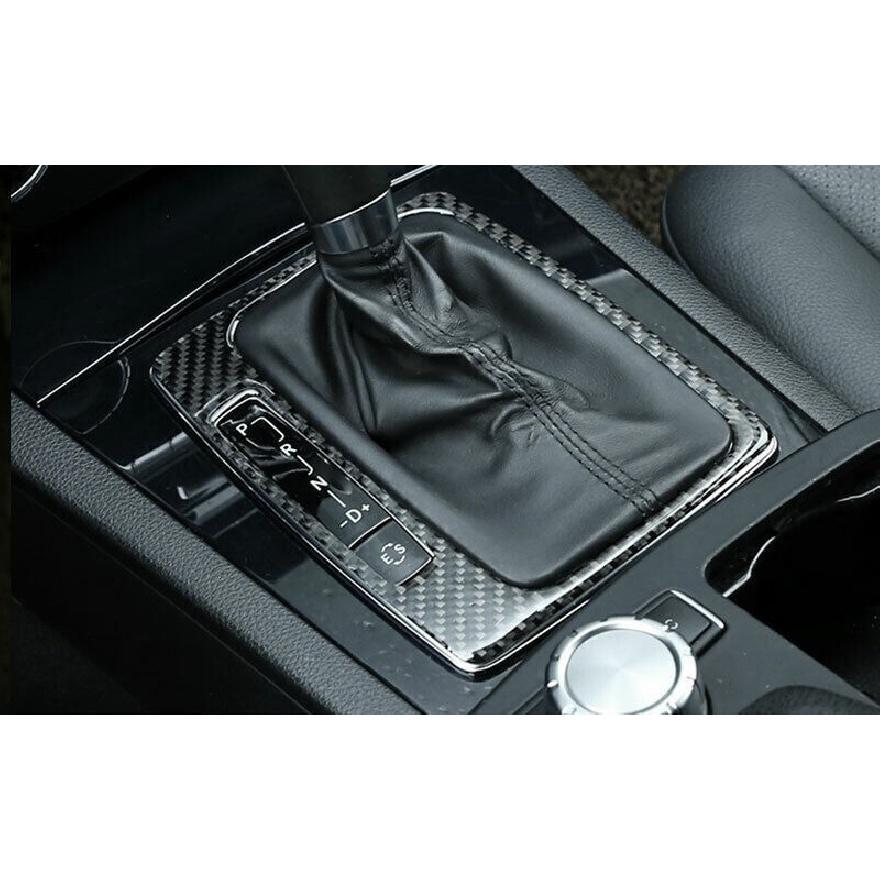 For Benz C-Class 2007-14 Real Carbon Fiber Center Console Gear Shift Cover Trim