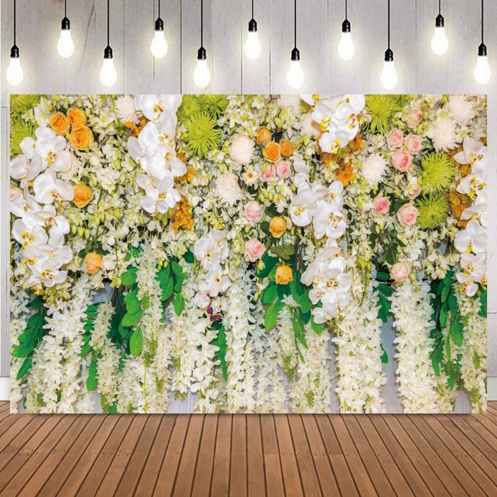 Wedding Party Photography Backdrop Flower Scenes Floral Bridal Shower Engaged Ceremony Party Decor Banner Photo Background Props16