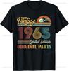Vintage 1965 Funny 60th Birthday Gifts 60 Years Old Retro T-Shirt Casual Mens Clothing Graphic T Shirts Camisas Streetwear