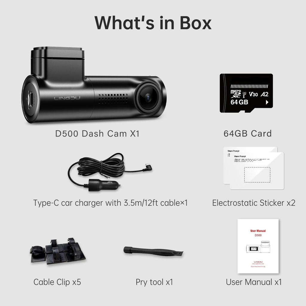 Car Dvr 4K Front Dash Cam LINGDU D500 with WiFi GPS Night Vision WDR 24H Parking Mode