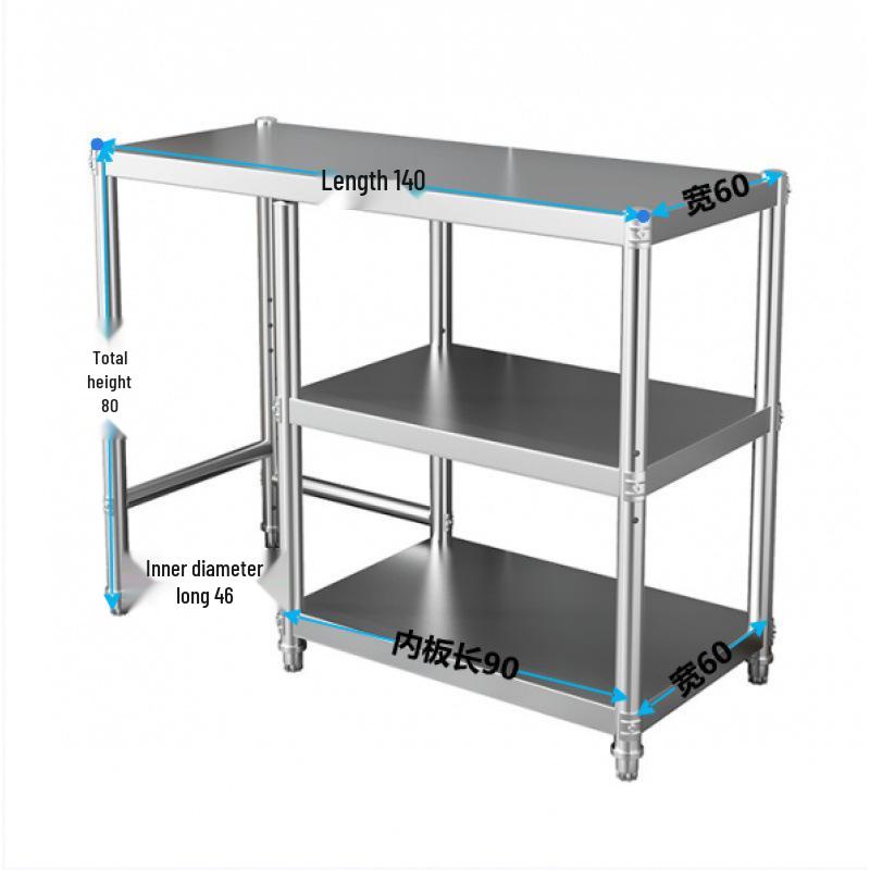 Stainless Steel Three-Tier Kitchen Storage Rack for Gas Cylinder, Stove, and Chopping Board