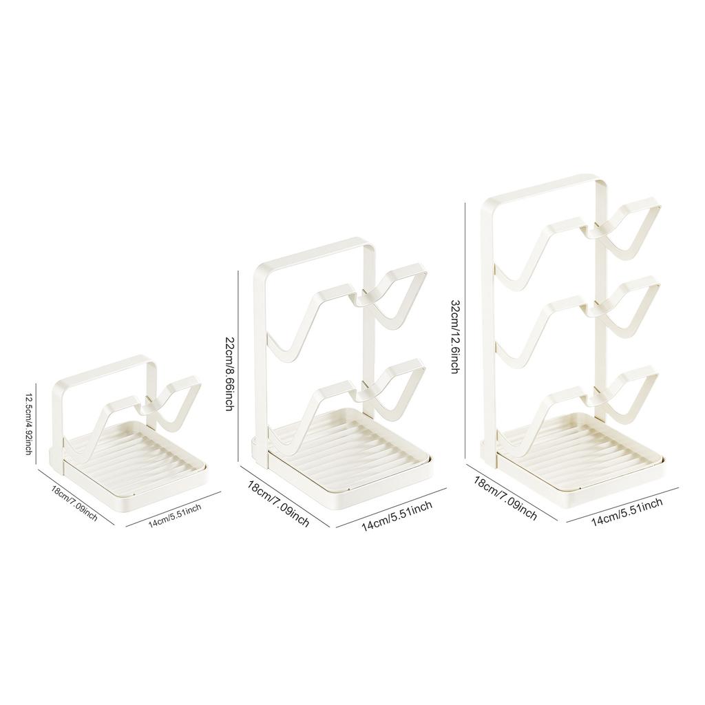 Countertop Pot Lid Organizer with Drip Tray and Spoon Rest Kitchen Pot Lid Organizer Stand for Cooking Lids and Utensils