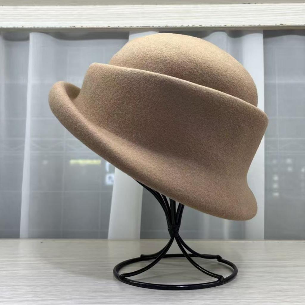 High-quality wool woolen light luxury retro top hat women's autumn and winter warm versatile washbasin hat solid color beret