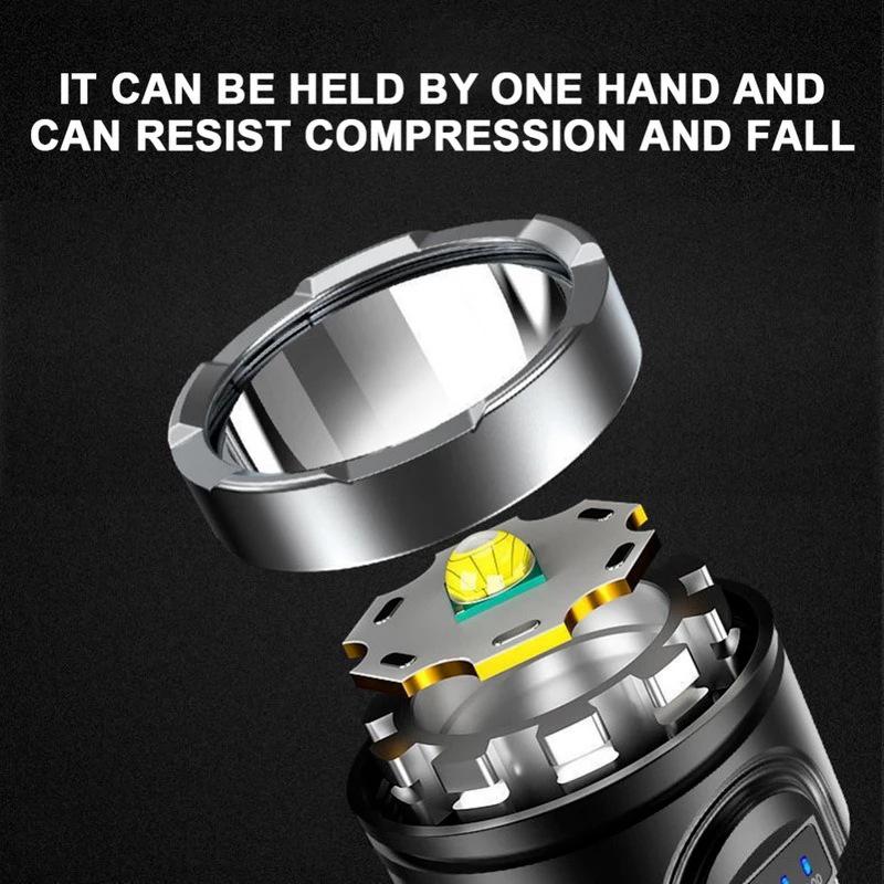 High Power LED Flashlights Camping Torch with 4 Lamp Beads and COB Side Light Rechargeable Portable Hand Lantern 4 Lighting Mode