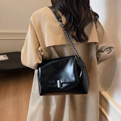 European and American Retro Simple Underarm Bag 2025 Autumn New Fashion Textured Chain Shoulder Bag Foreign Style Messenger Bag Women