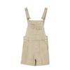 Women's High-Waist Denim Overall Shorts - Casual American Style, Loose Fit, Cuffed Wide Leg Jumpsuit