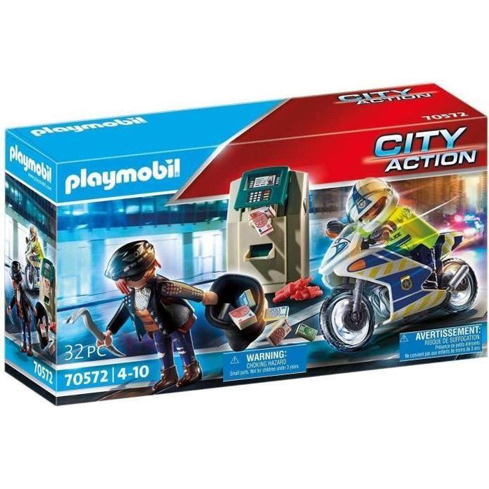 PLAYMOBIL 70572 Policier en moto et voleur, City Action, Les policiers, Des 4 ans