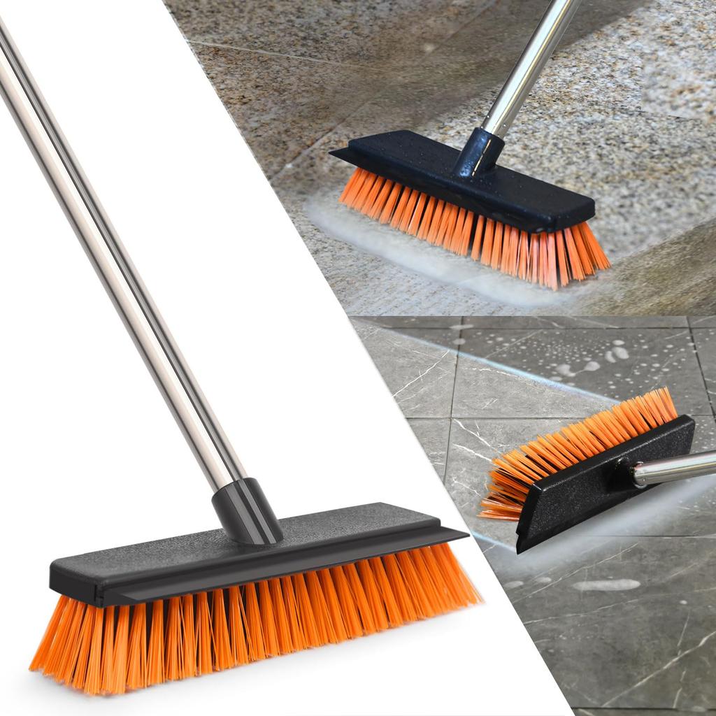 TeLIfe Deck Brush with Drain Tile 26cm Adjustable 127cm Suitable for and Durable Steel Hard Cleaning Bathroom and Concrete Floor Cleaning Wiper,