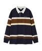 WACKY WILLY Women'S Striped Collared Long Sleeve Navy