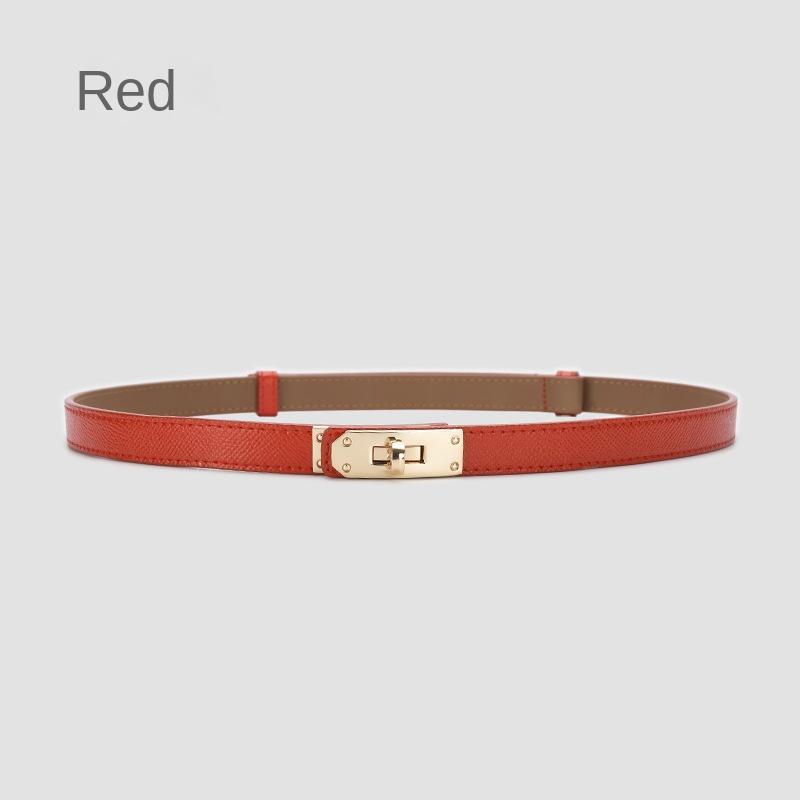 Mary6 Mary All-Match Retro Tailleversieringen Dames Dunne Riem Dames Echt Leer Koreaanse Mode Ceintuur Dunne Riem Dames Jurk 20185-Golden Buckle-Red