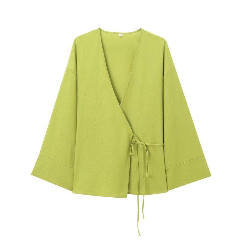 Zbzr Spring New Women Clothes Western Style Texture Double Placket Kimono Outerwear Trousers 5427743 5427431