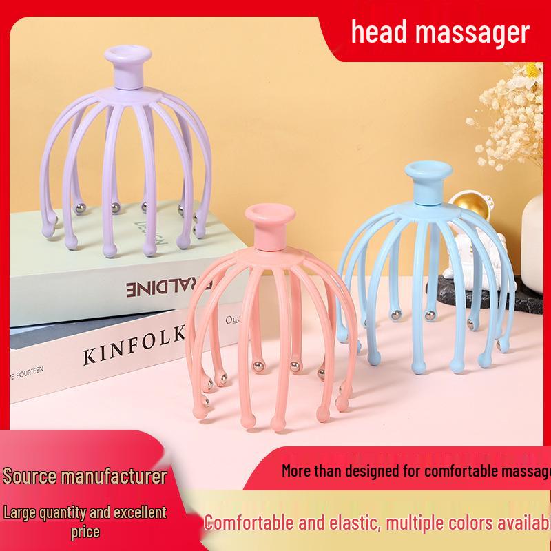 12-Claw Steel Ball Scalp Massager - Silent Roller Head Scratcher розовый