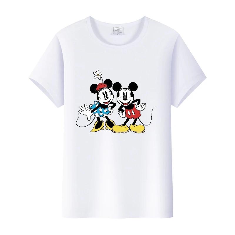Fashion Disney Cartoon Men Tshirt Female Tops Summer Women Short Sleeve T-shirt Gothic Tee Ladies Mickey Mouse Graphic Clothes