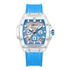 Custodia Trasparente Onola Orologio Quadrato Moda Luminoso Giovanile Studente Orologio da Uomo