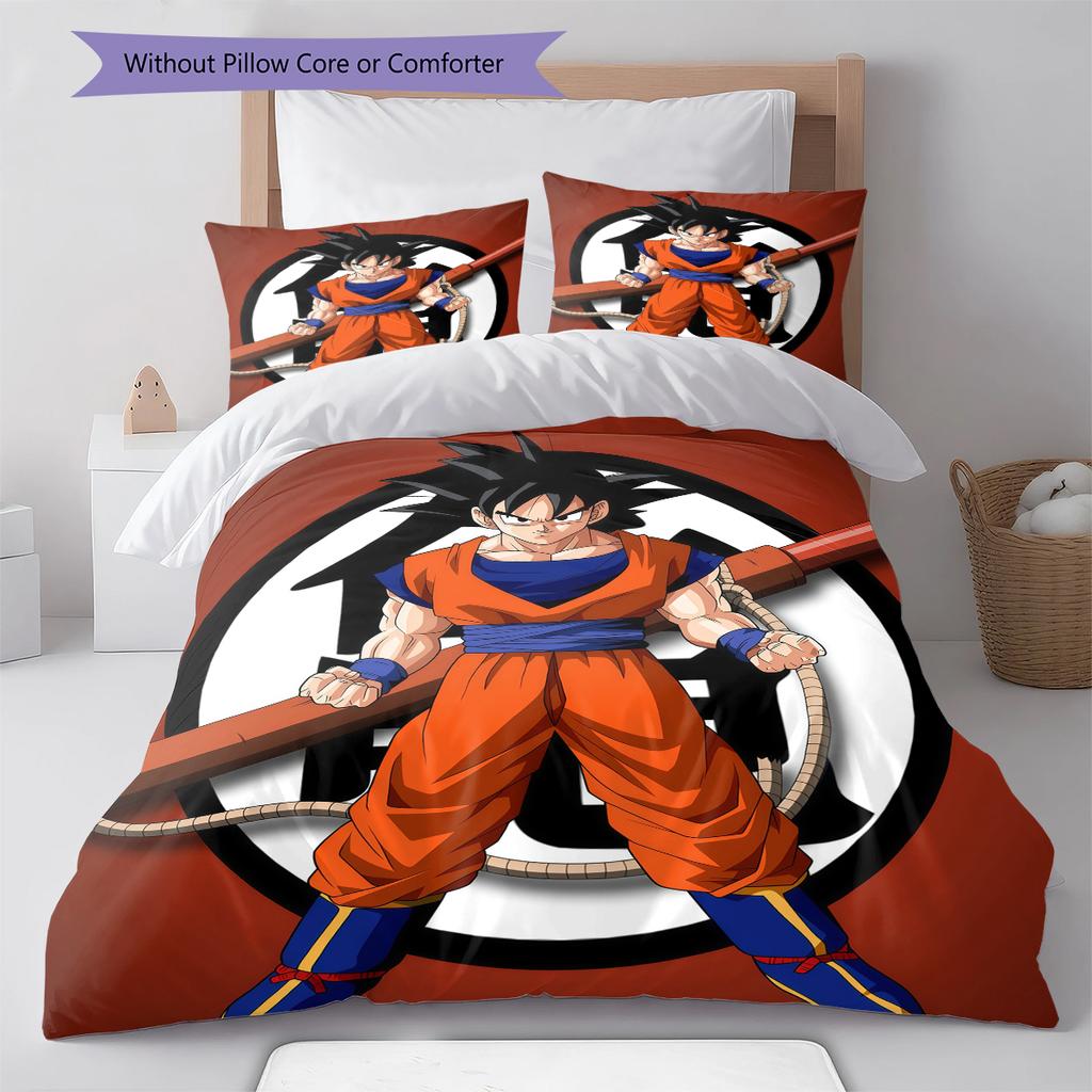 Biancheria da letto con motivo Son Goku, Set piumone Copripiumone Federa Regalo di compleanno per la casa (1 * copripiumino + 2 * federa, senza nucleo)
