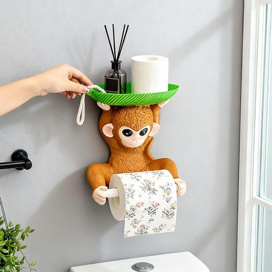 Monkey Design Napkin Holder Two-Way Paper Roll Function Soap Box Easy Installation Tissue Storage Rack Bathroom Accessories