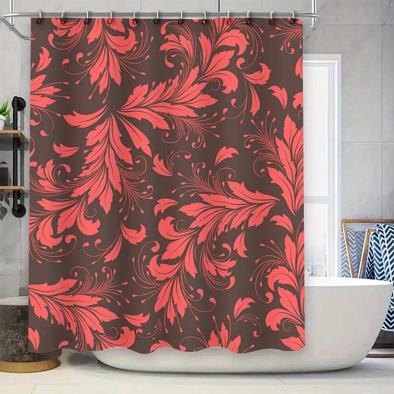 

Elegant Red Floral Shower Curtain with Black Background for Bathrooms Perfect Decoration for Your Home! (PUF42108) 90x180cm