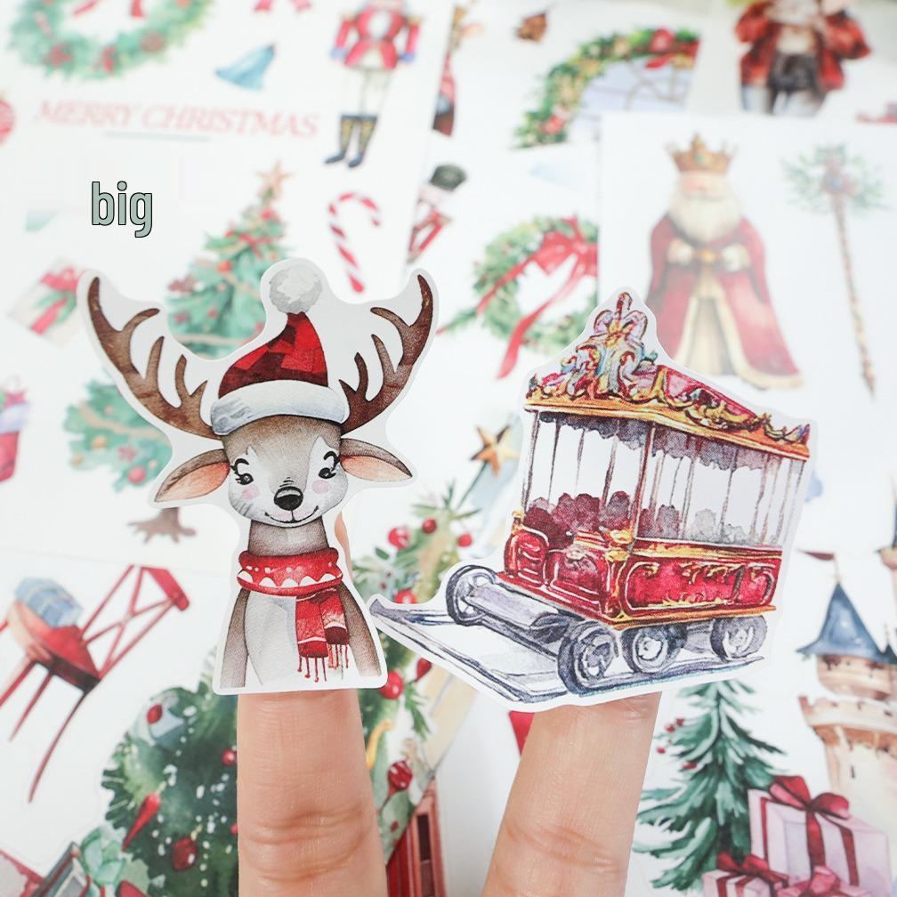 Europäische Retro Weihnachts-Cartoon-Sticker: Ausgestanzte Charaktere zur Tagebuchdekoration und für Festivalthemen