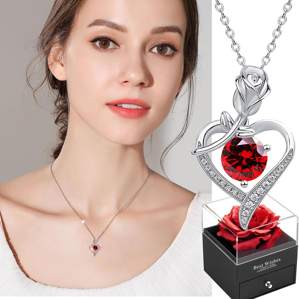 [Laluna] Soap Flower Necklace Set, 925 Sterling Silver, Heart Shape, Mother's Day, Birthday Gift for Women