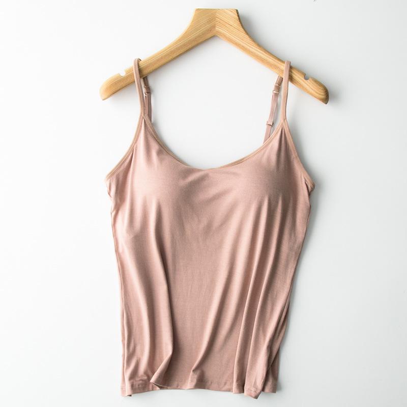 

Женский танктоп без рукавов на косточках большого размера с нагрудными вкладышами - однотонный M (80-115 jin)