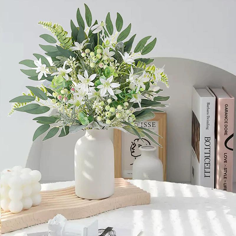 Mixed Artificial Flowers Bouquet with Eucalyptus Leaves And Silver Willow Cuttings for Wedding Floral DIY Home Decor