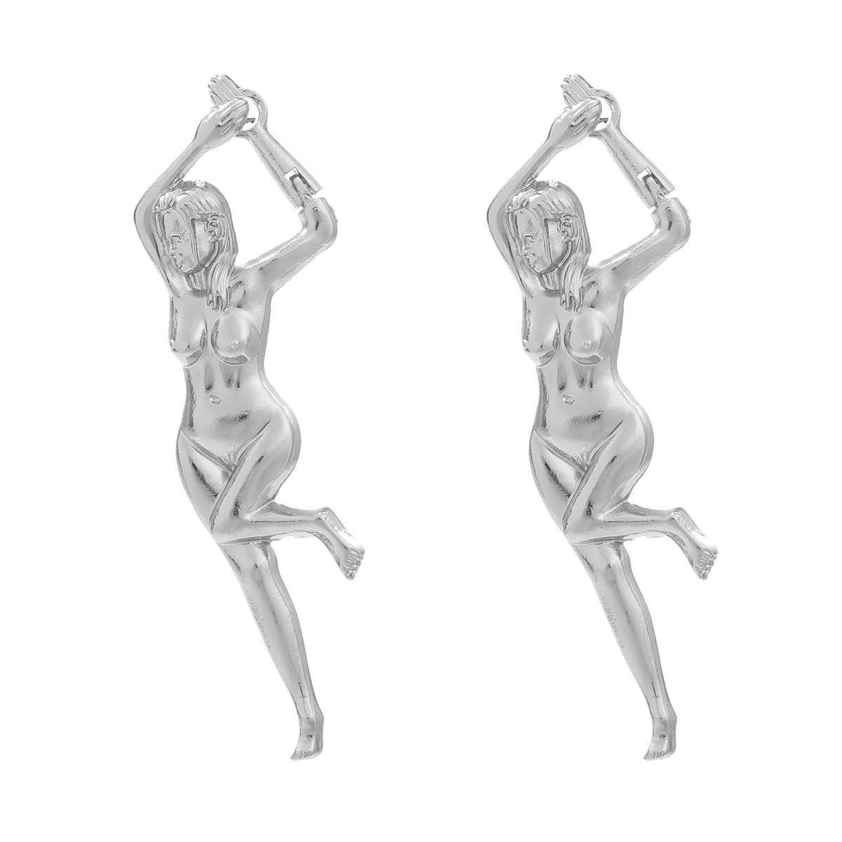 

Женские панк-серьги в форме тела, серьги-гвоздики, ювелирные аксессуары серебряный