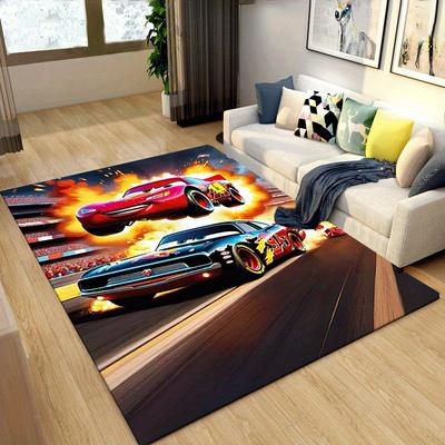1pc Cars Pattern Area Rug Soft Flannel Floor Mat for Living Room,Office,Bedroom and Carpet
