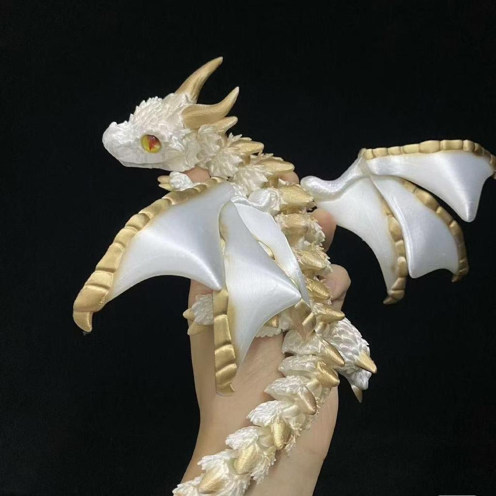 32cm 3D Printed Articulated Double‑Horned Dragon With Wings Fidget Model