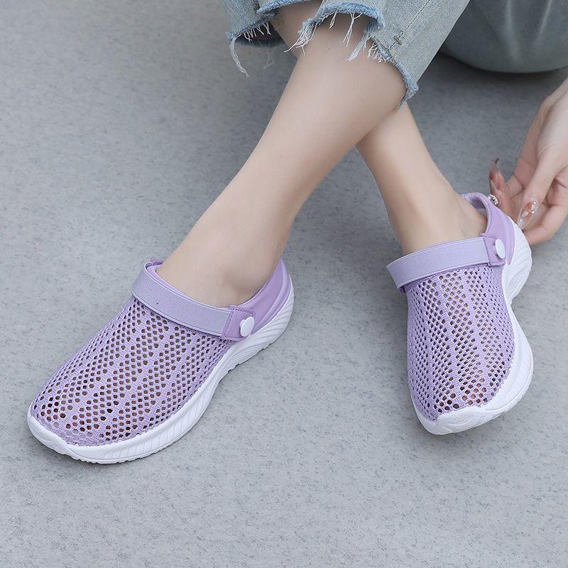 

On Beach Sandals Hollow Breathable Slides Low Heel Soft Woman Slippers Clappers Slip-resistant Shoes for Women Original H Sandal 35