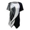 Fashion Womens Summer Geometric Print Loose Short Sleeve Irregular Hem T-Shirt