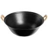 HDST Ouderwetse Gietijzeren Wok, Dubbele Handgreep, Ronde Bodem, 46cm