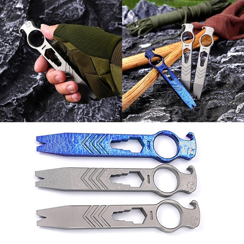 Titanium Alloy Crowbars Outdoor Pry Bar Multifunctional Every Day Carry Wrench Outdoor Camping Tools with Bottle Opener
