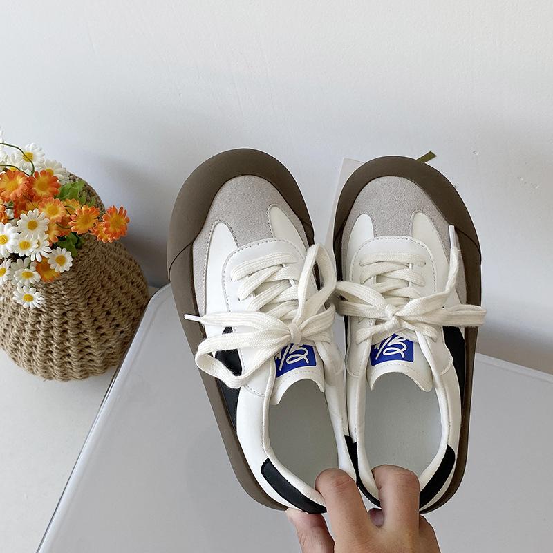 Spring little white shoes women's round head breathable popular board shoes 2025 versatile casual platform shoes new German training shoes